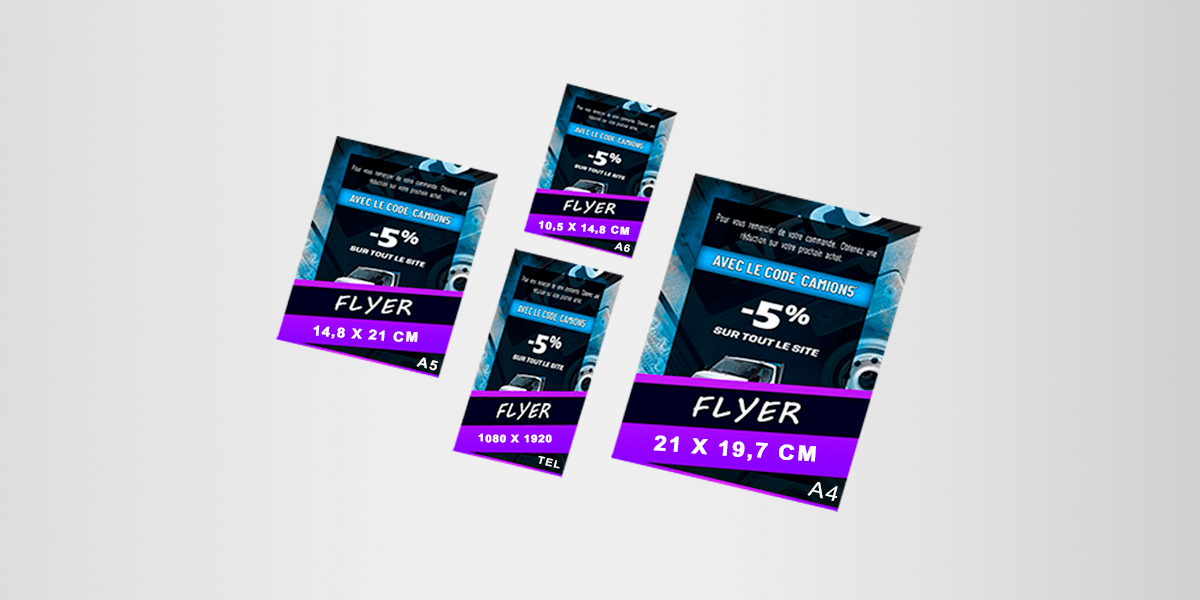 Quatre flyers numériques de différents formats illustrant les services de Créativ'pro Graphix. Chaque flyer présente un design unique et coloré, mettant en avant l'identité visuelle dynamique de l'entreprise spécialisée dans la création graphique.