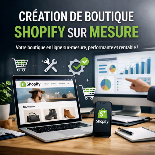 Aperçu d'une boutique e-commerce Shopify haut de gamme, par Créativ'pro Graphix.